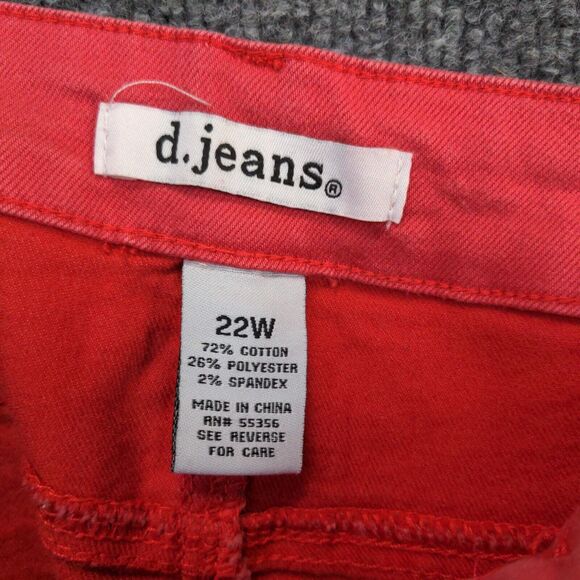 D. Jeans Womens Jean Shorts Red Size 22W 5 Pocket Cotton Blend - Picture 11 of 11